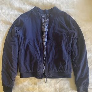 Ivivva by Lululemon Girl's Reversible Wherever You Go Bomber Jacket size 14 navy